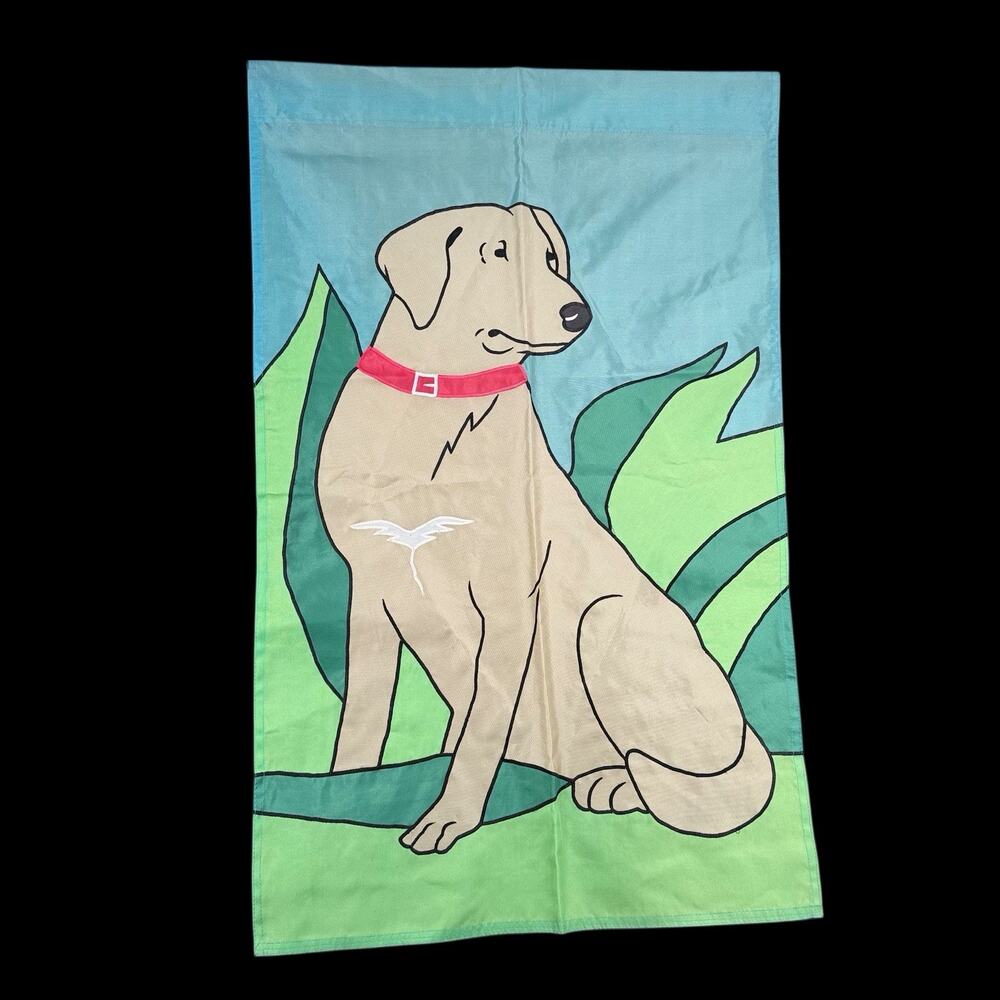 Labrador Golden Retriever Dog Outdoor Yard Banner House Flag Home 27x43 In Vtg